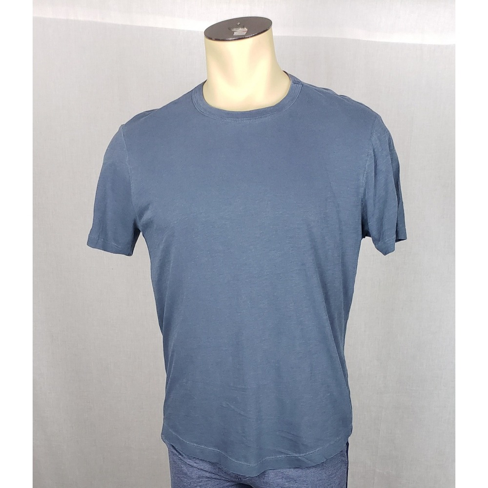 Buck Mason Mens Blue Slub Curved Hem Short Sleeve Crew Neck T-Shirt M Casual USA